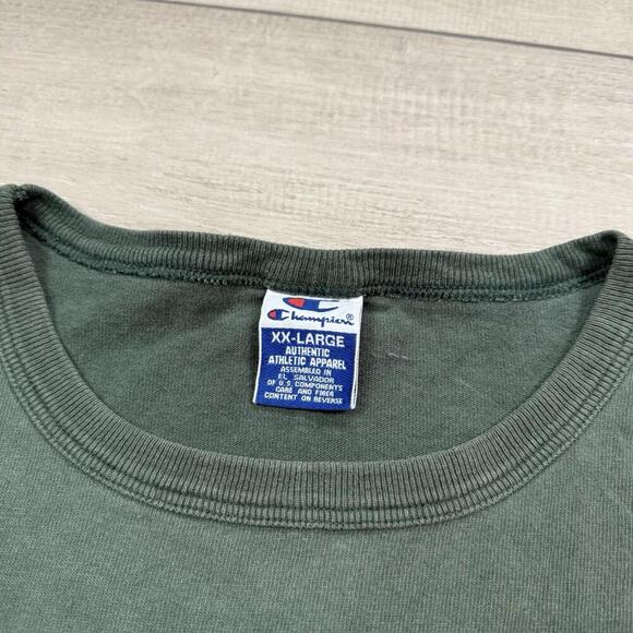 Vintage Champion Notre Dame T-Shirt Green XXL Distressed Logo 90s/00s NCAA Fade - Picture 3 of 8